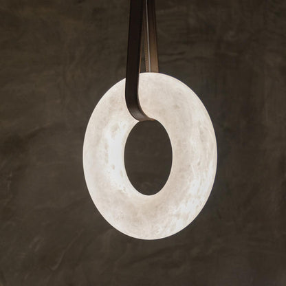 Leather Accents With Premium Alabaster Pendant Light