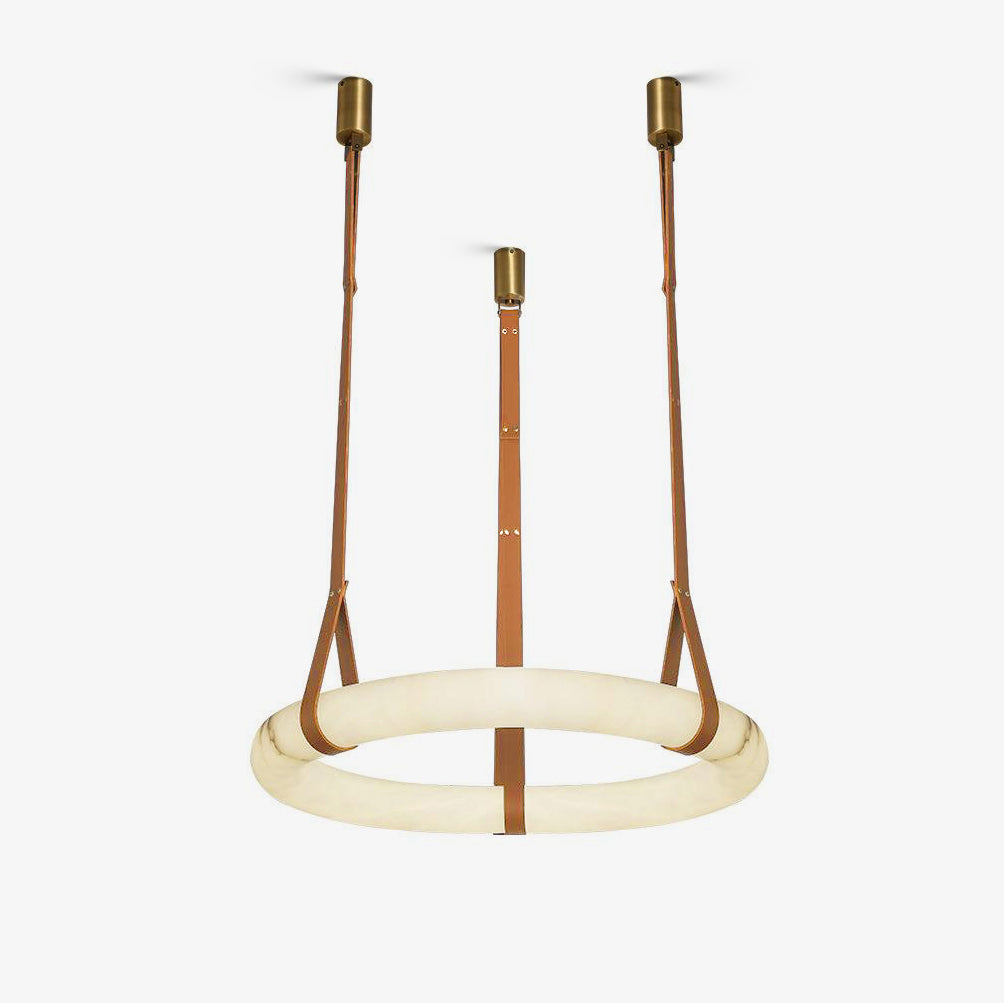 Leather Accents With Premium Alabaster Pendant Light
