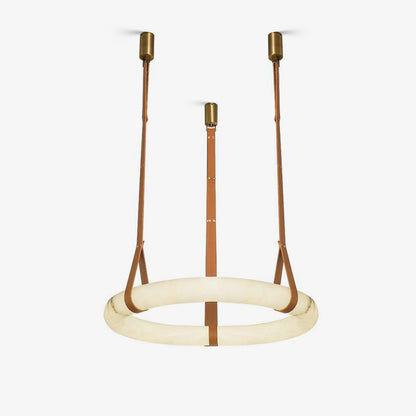 Leather Accents With Premium Alabaster Pendant Light