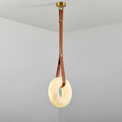 Leather Accents With Premium Alabaster Pendant Light