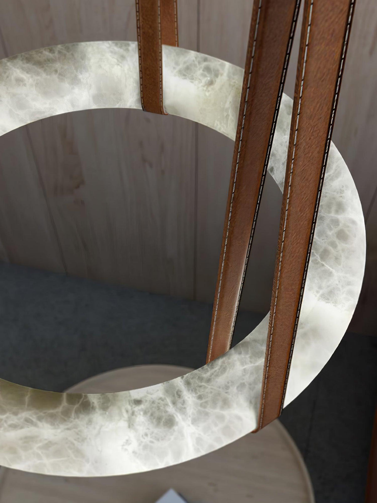 Alabaster Ring And Leather Straps Star Pendant Light
