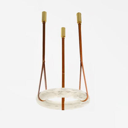Leather Accents With Premium Alabaster Pendant Light