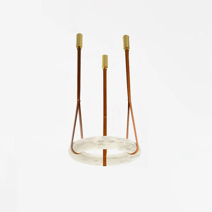 Leather Accents With Premium Alabaster Pendant Light