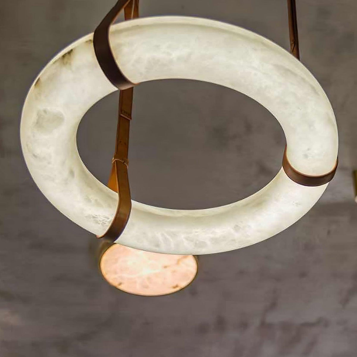 Alabaster Ring And Leather Straps Star Pendant Light