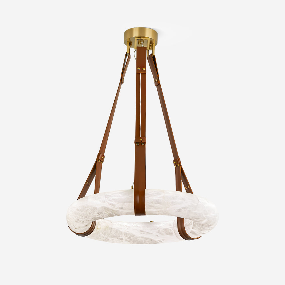 Alabaster Ring And Leather Straps Star Pendant Light