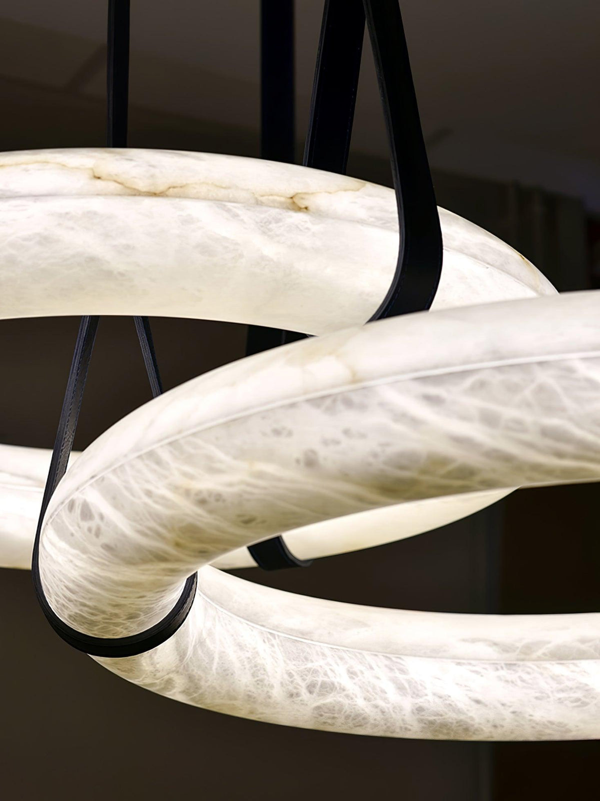 Alabaster Ring And Leather Straps Star Pendant Light