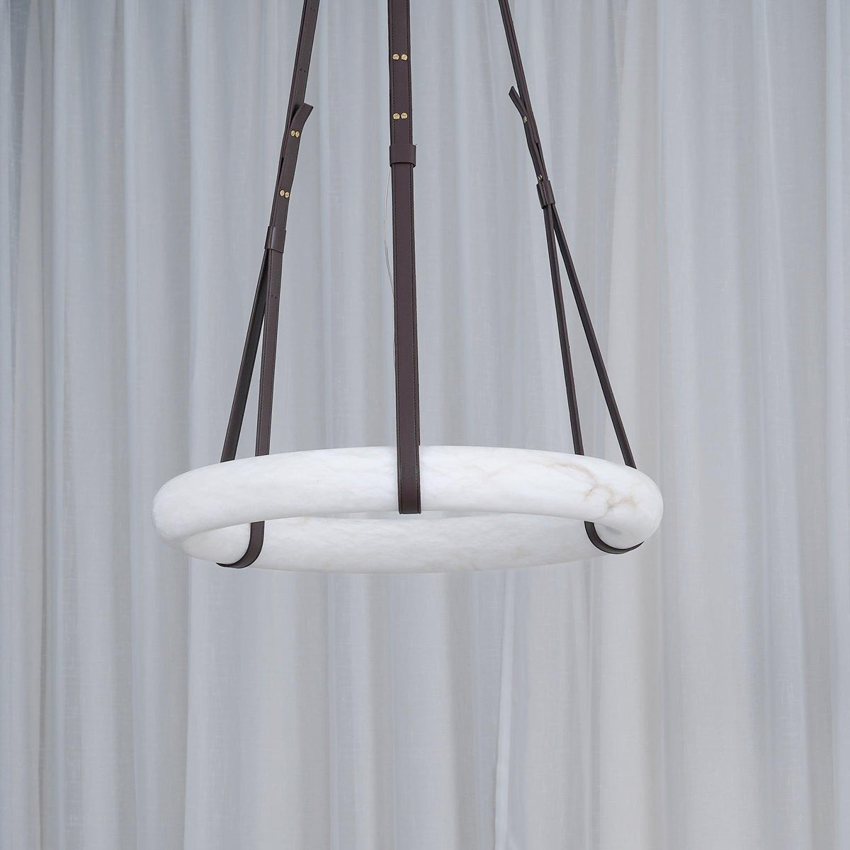 Alabaster Ring And Leather Straps Star Pendant Light