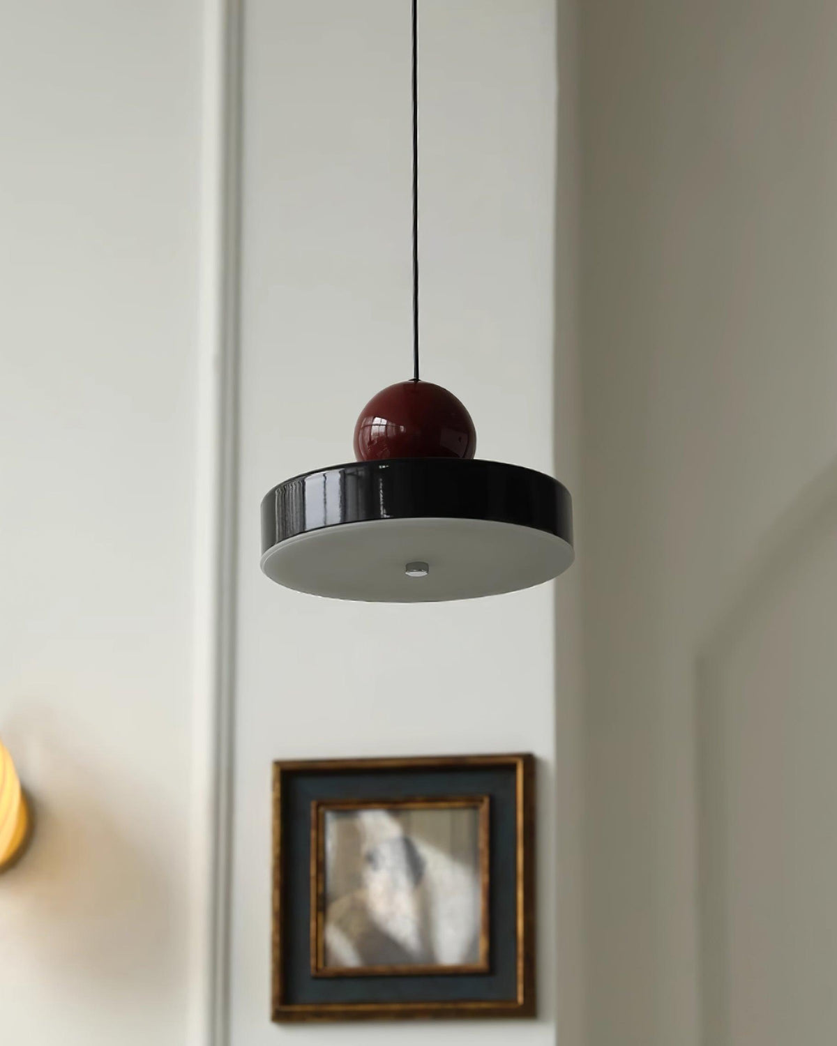 Red Sphere Shade Pendant Lamp And Integrated LED