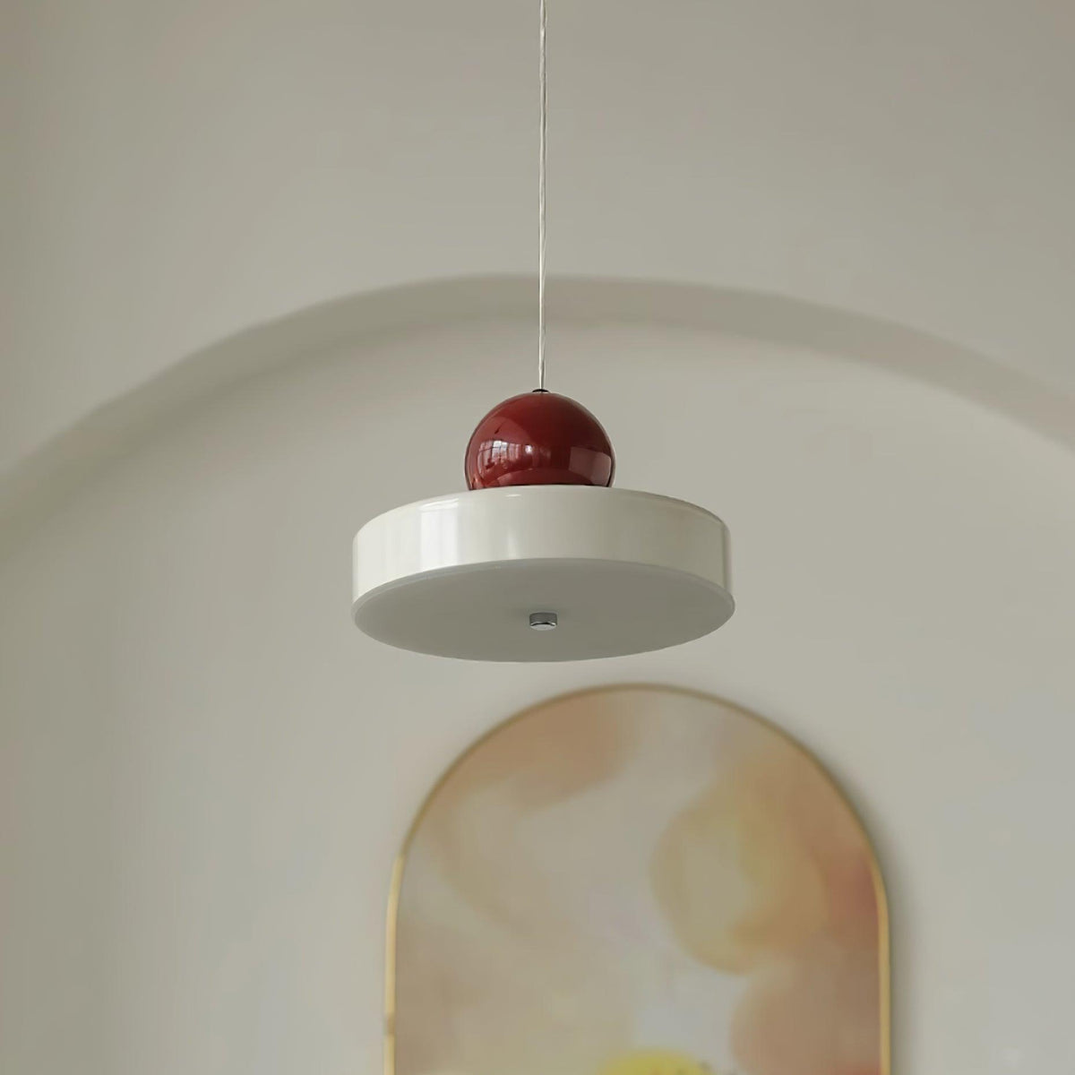 Red Sphere Shade Pendant Lamp And Integrated LED