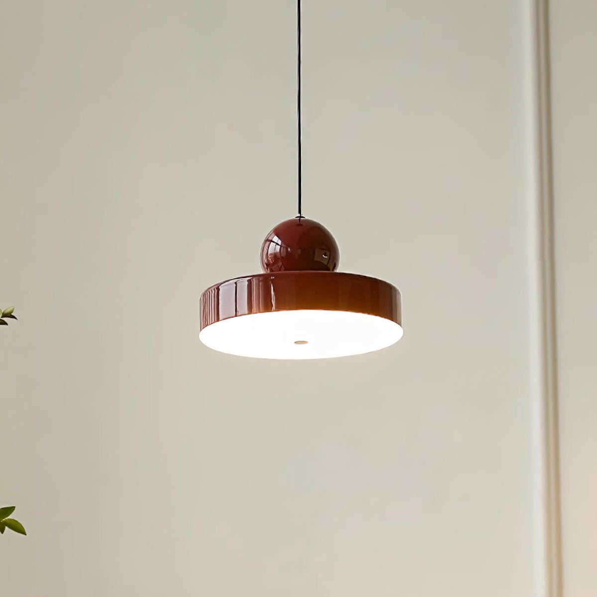 Red Sphere Shade Pendant Lamp And Integrated LED