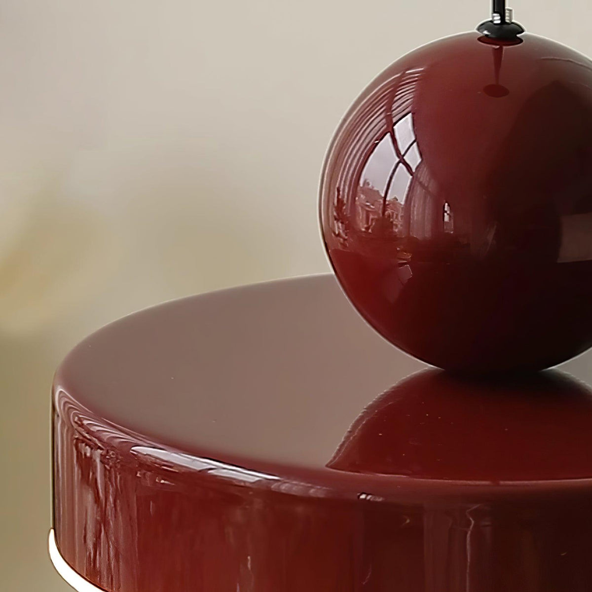 Red Sphere Shade Pendant Lamp And Integrated LED