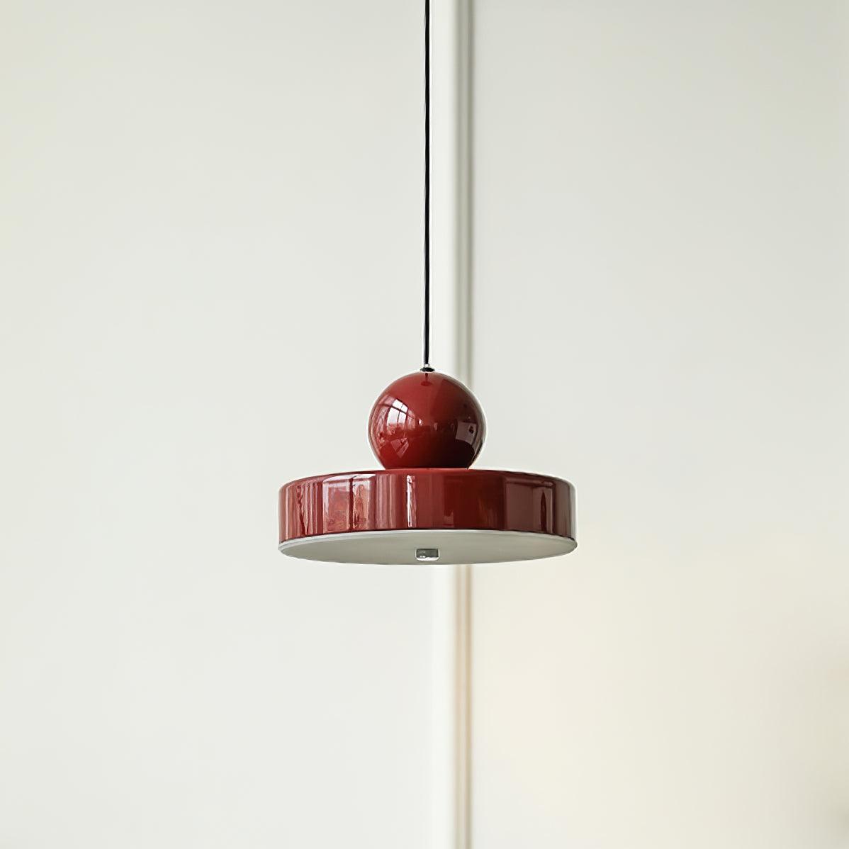Red Sphere Shade Pendant Lamp And Integrated LED