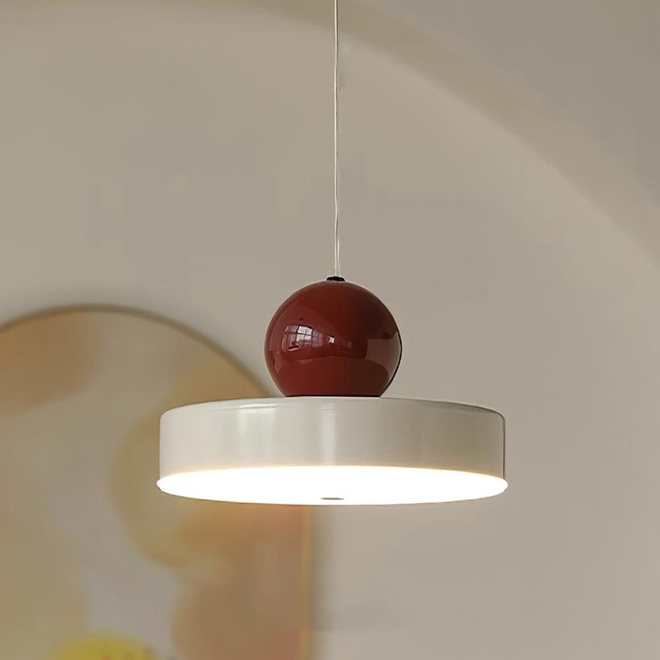 Red Sphere Shade Pendant Lamp And Integrated LED