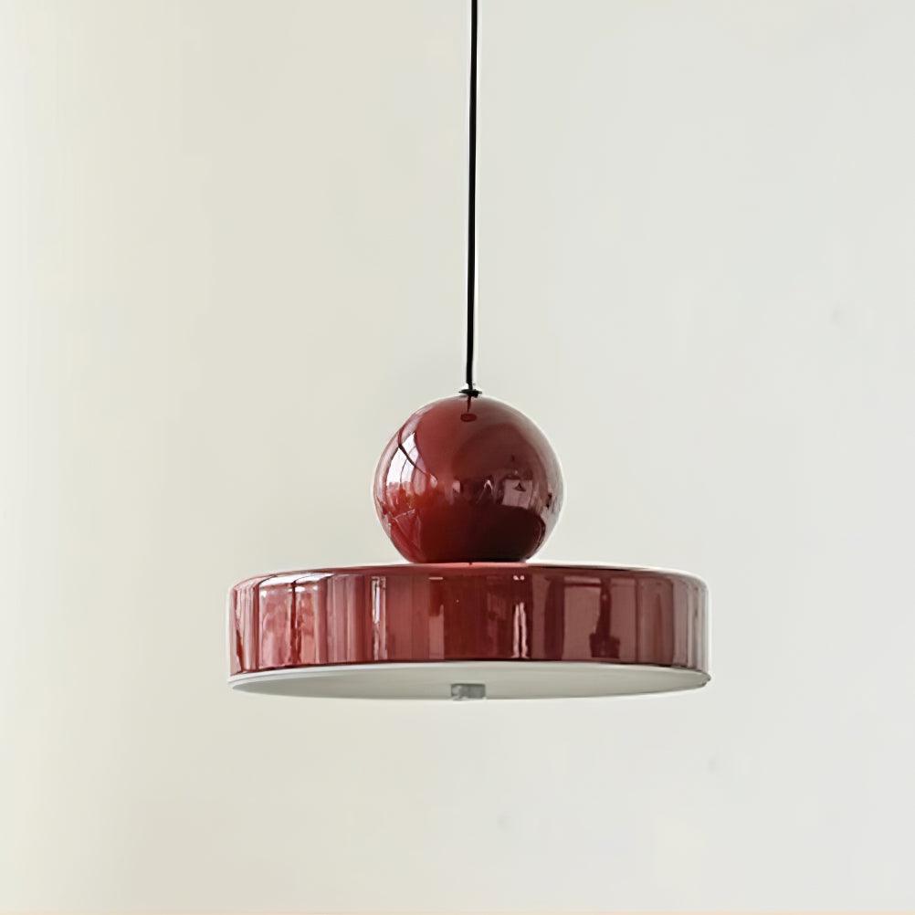 Red Sphere Shade Pendant Lamp And Integrated LED