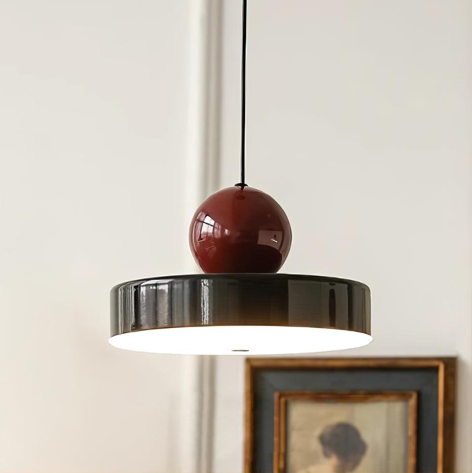 Red Sphere Shade Pendant Lamp And Integrated LED