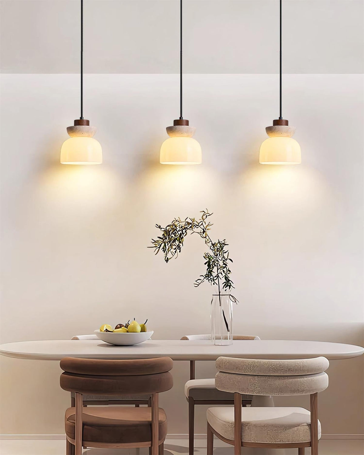 Dome Travertine Glass Pendant Light With Diffused Glow