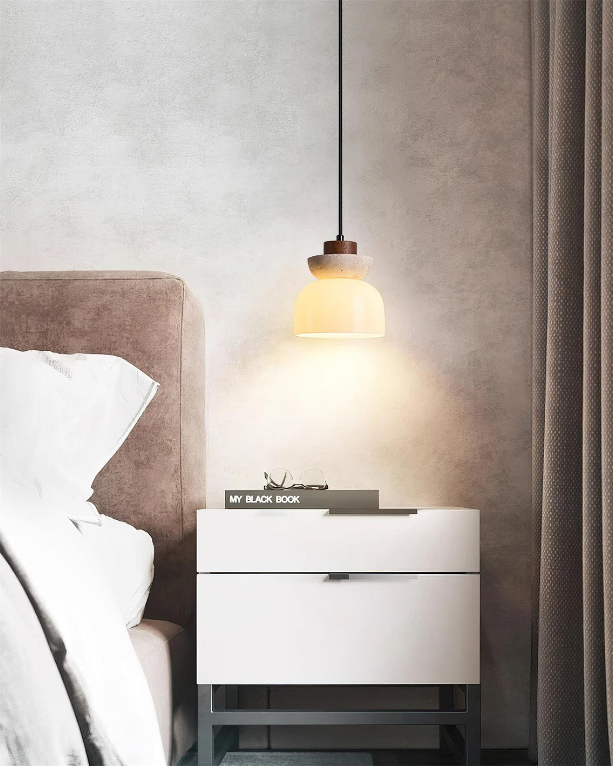 Dome Travertine Glass Pendant Light With Diffused Glow