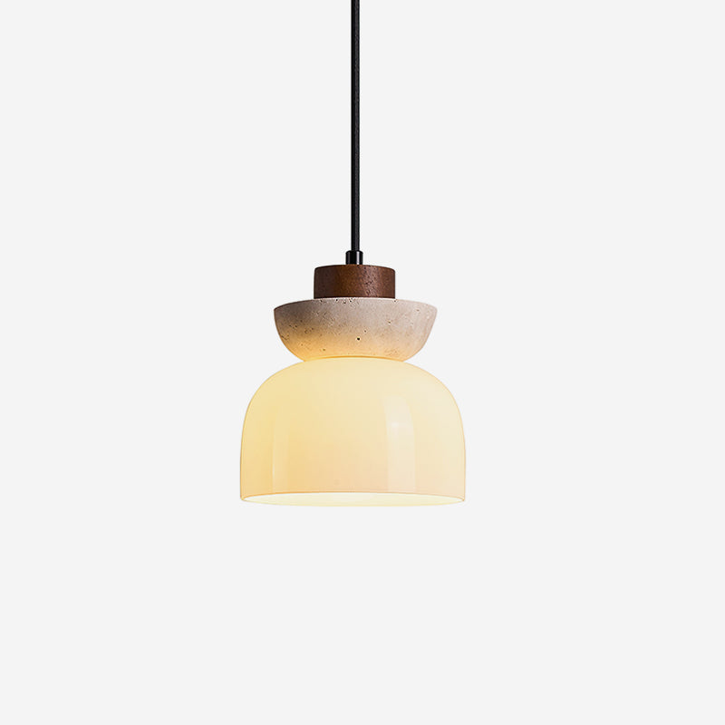 Dome Travertine Glass Pendant Light With Diffused Glow