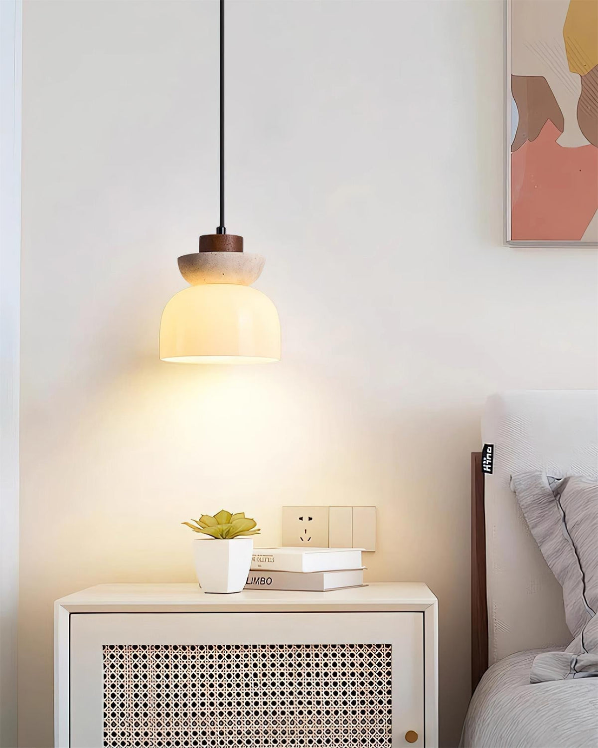 Dome Travertine Glass Pendant Light With Diffused Glow