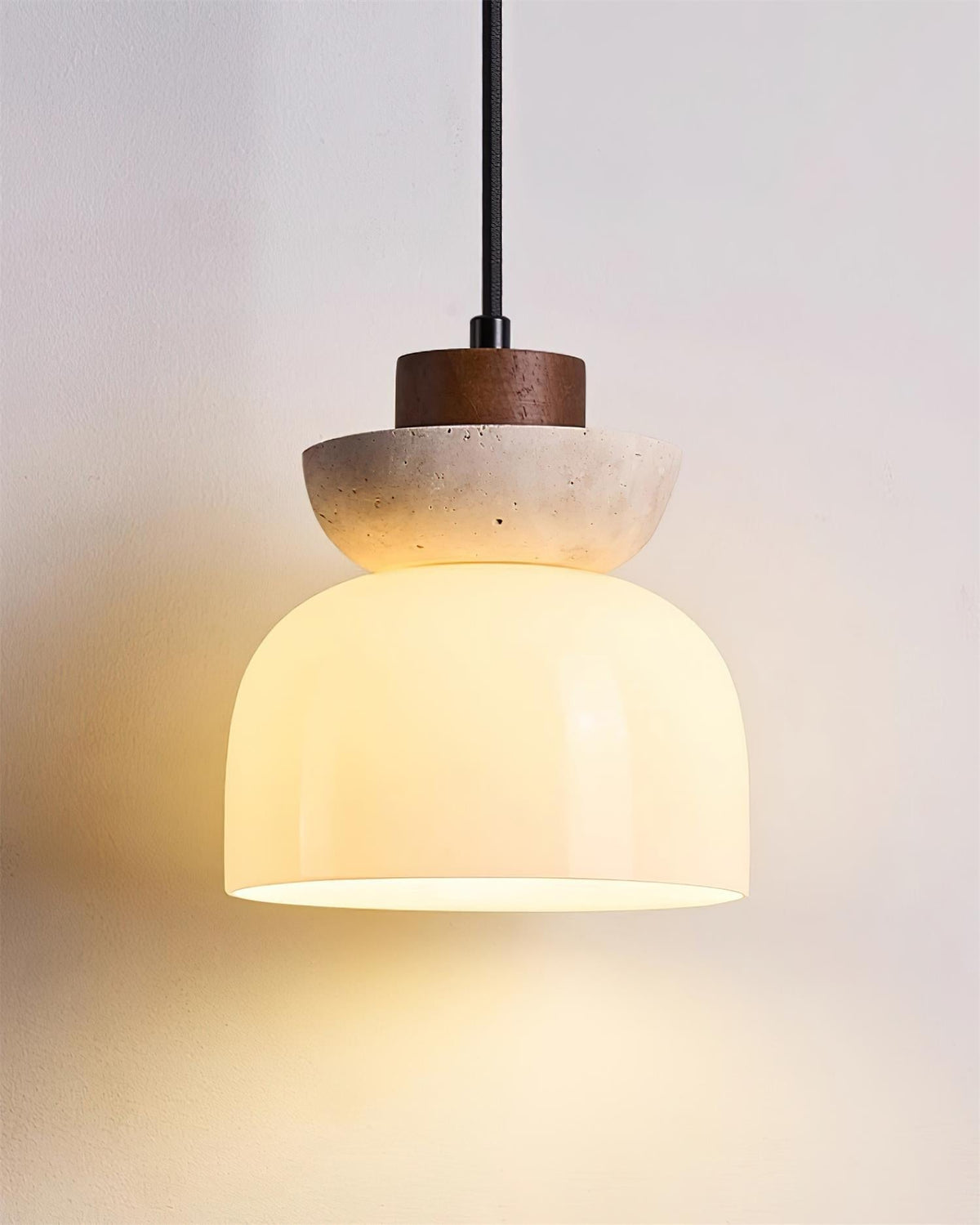 Dome Travertine Glass Pendant Light With Diffused Glow