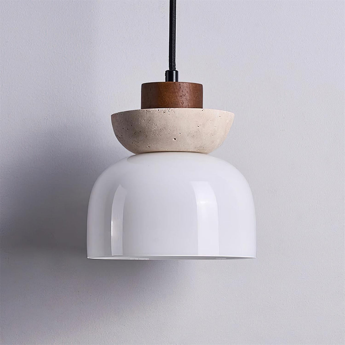 Dome Travertine Glass Pendant Light With Diffused Glow