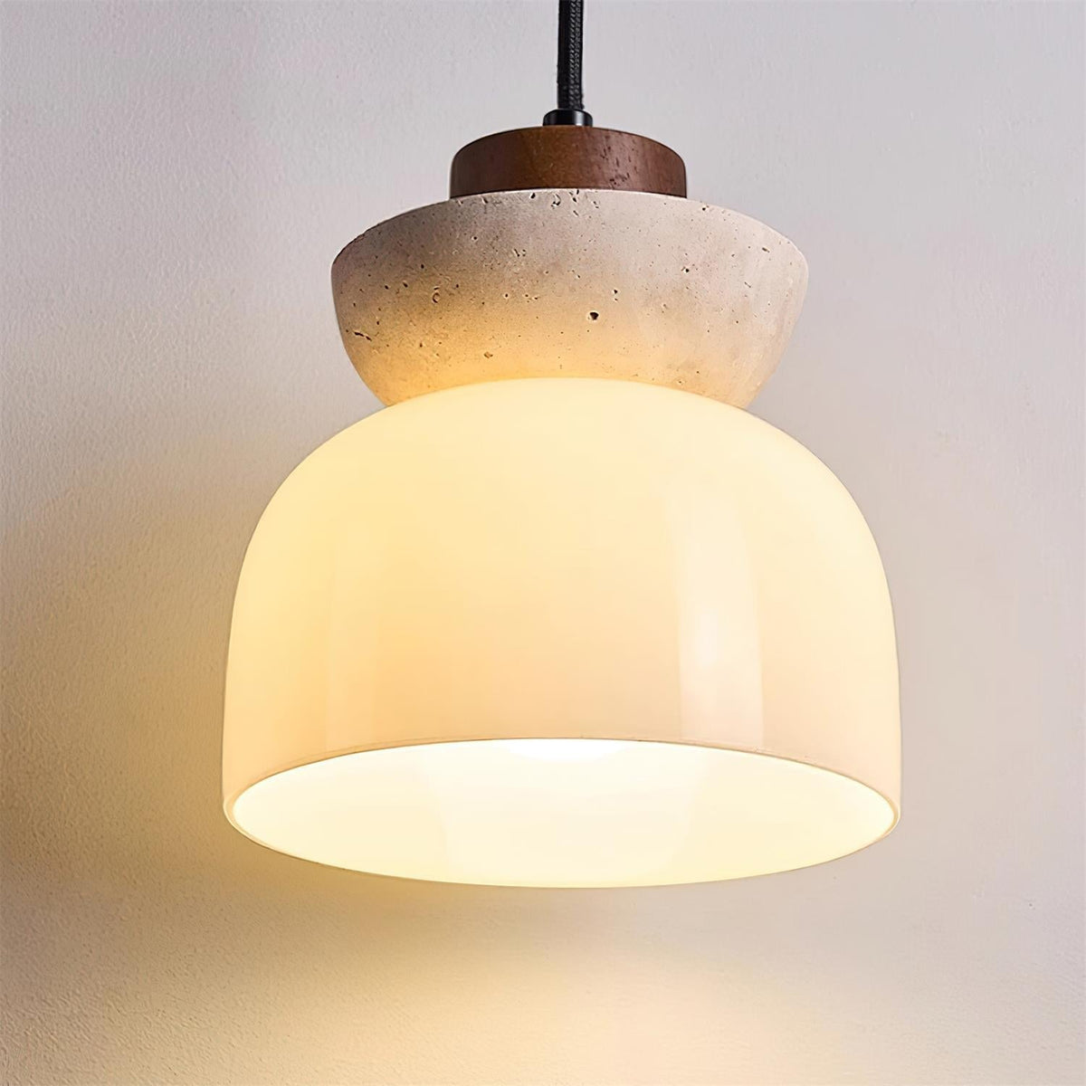 Dome Travertine Glass Pendant Light With Diffused Glow