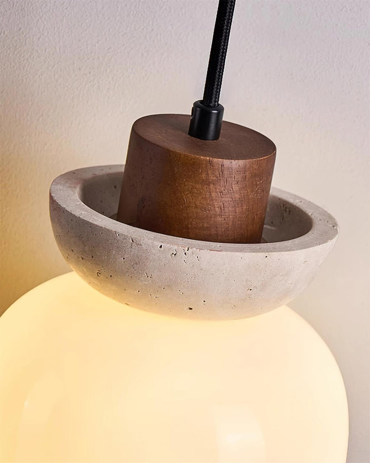 Dome Travertine Glass Pendant Light With Diffused Glow