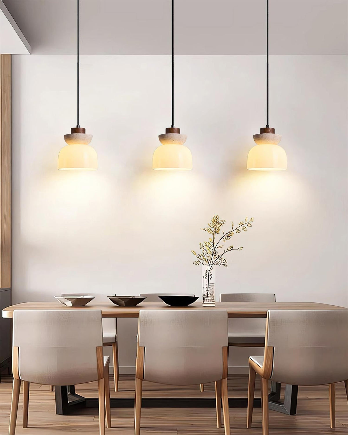Dome Travertine Glass Pendant Light With Diffused Glow