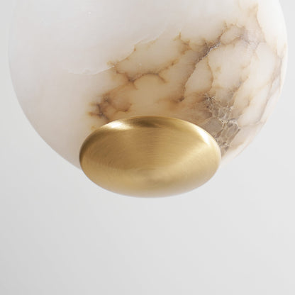 Warm Ambient Lighting Alabaster Pendant Light With Brass Stem