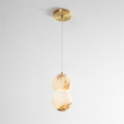 Warm Ambient Lighting Alabaster Pendant Light With Brass Stem