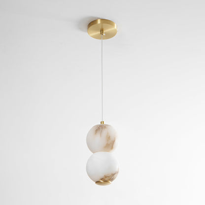 Warm Ambient Lighting Alabaster Pendant Light With Brass Stem