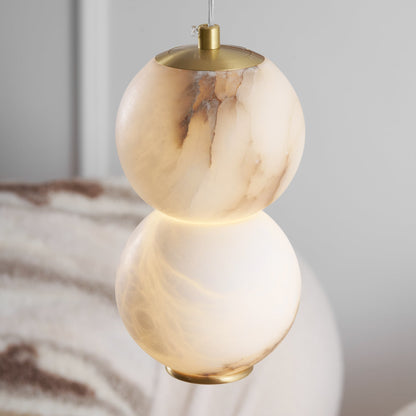 Warm Ambient Lighting Alabaster Pendant Light With Brass Stem