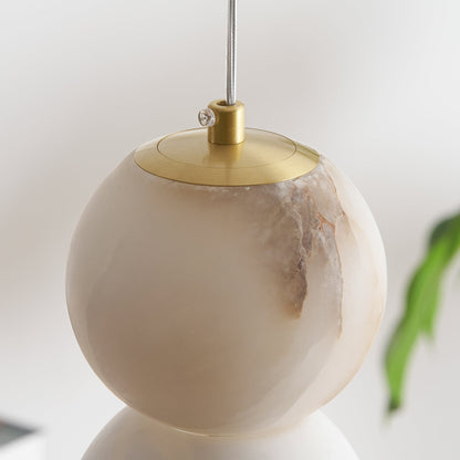Warm Ambient Lighting Alabaster Pendant Light With Brass Stem