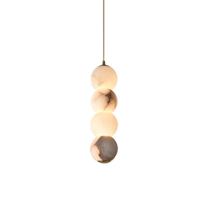 Warm Ambient Lighting Alabaster Pendant Light With Brass Stem