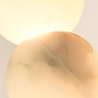 Warm Ambient Lighting Alabaster Pendant Light With Brass Stem