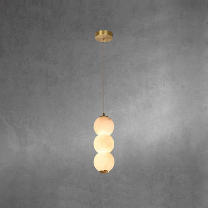 Warm Ambient Lighting Alabaster Pendant Light With Brass Stem