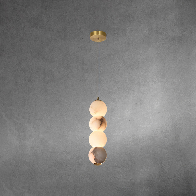 Warm Ambient Lighting Alabaster Pendant Light With Brass Stem