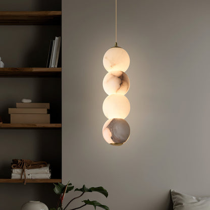 Warm Ambient Lighting Alabaster Pendant Light With Brass Stem