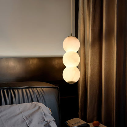 Warm Ambient Lighting Alabaster Pendant Light With Brass Stem