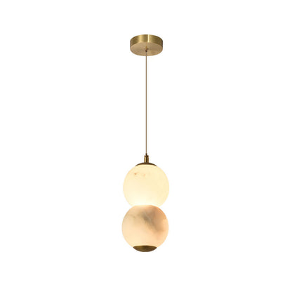 Warm Ambient Lighting Alabaster Pendant Light With Brass Stem