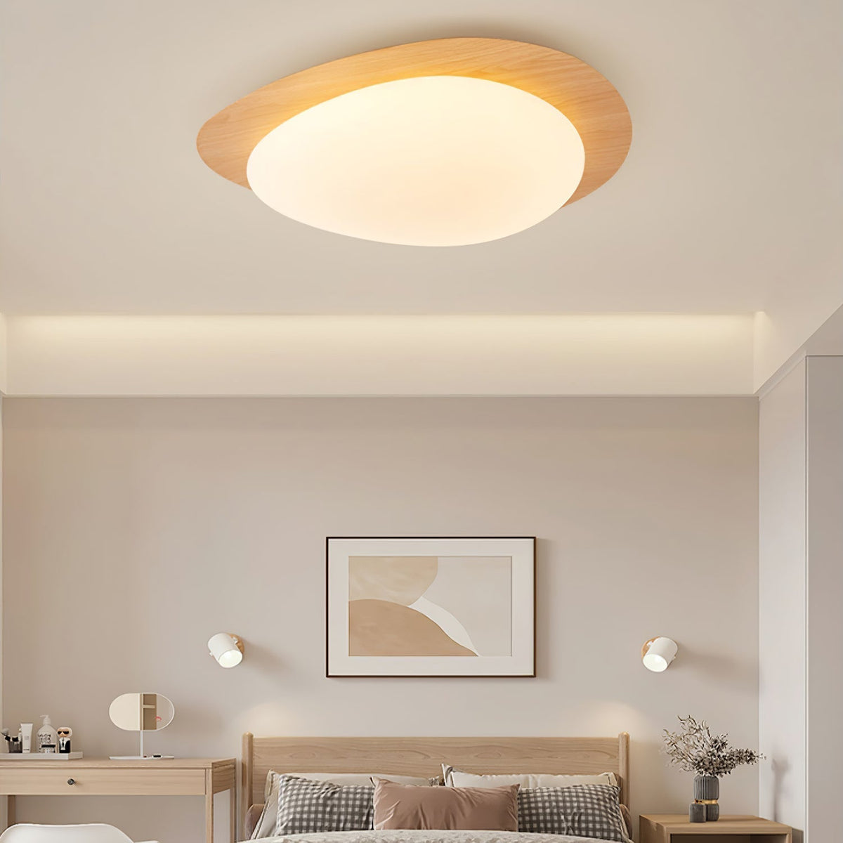 Warm Ambience Walnut Pebble Ceiling Light