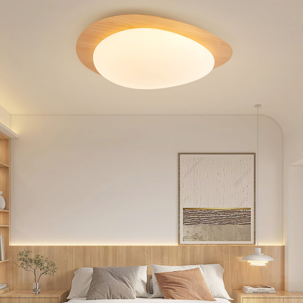 Warm Ambience Walnut Pebble Ceiling Light