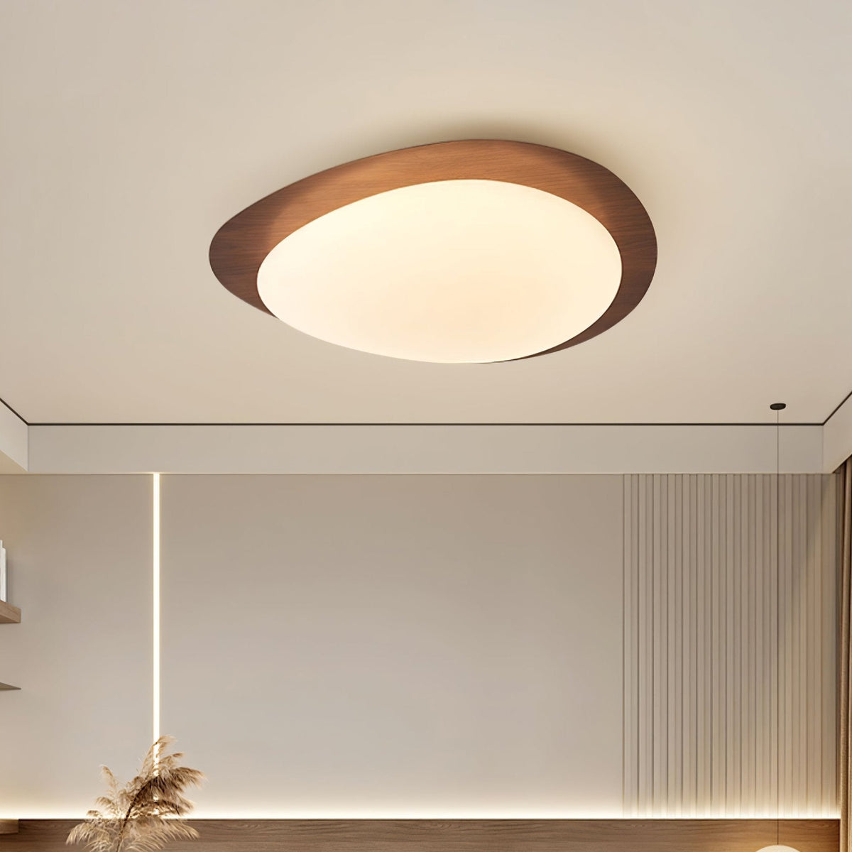 Warm Ambience Walnut Pebble Ceiling Light