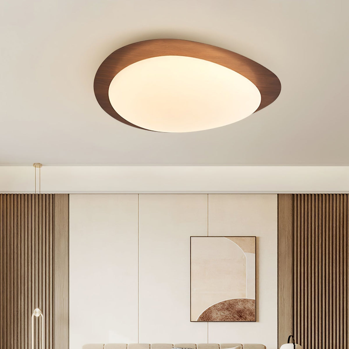 Warm Ambience Walnut Pebble Ceiling Light