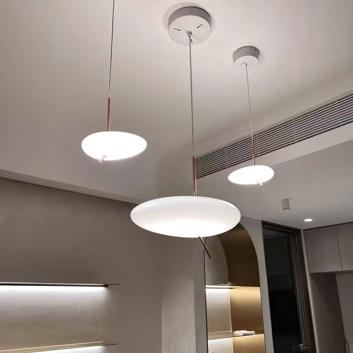 Soft Glow Pendant Light With Rose Gold Pebble