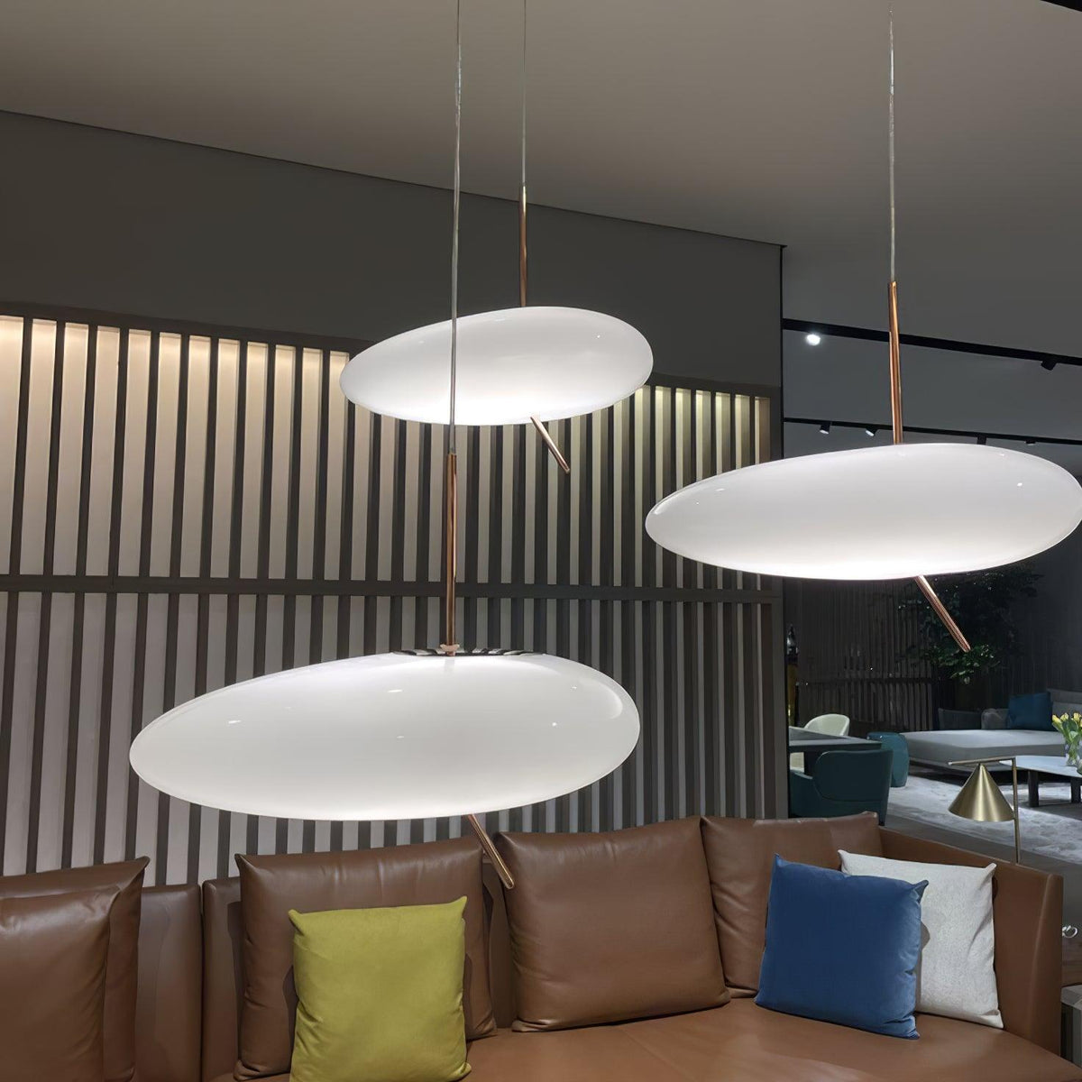 Soft Glow Pendant Light With Rose Gold Pebble