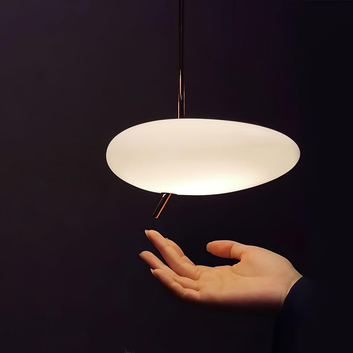 Soft Glow Pendant Light With Rose Gold Pebble