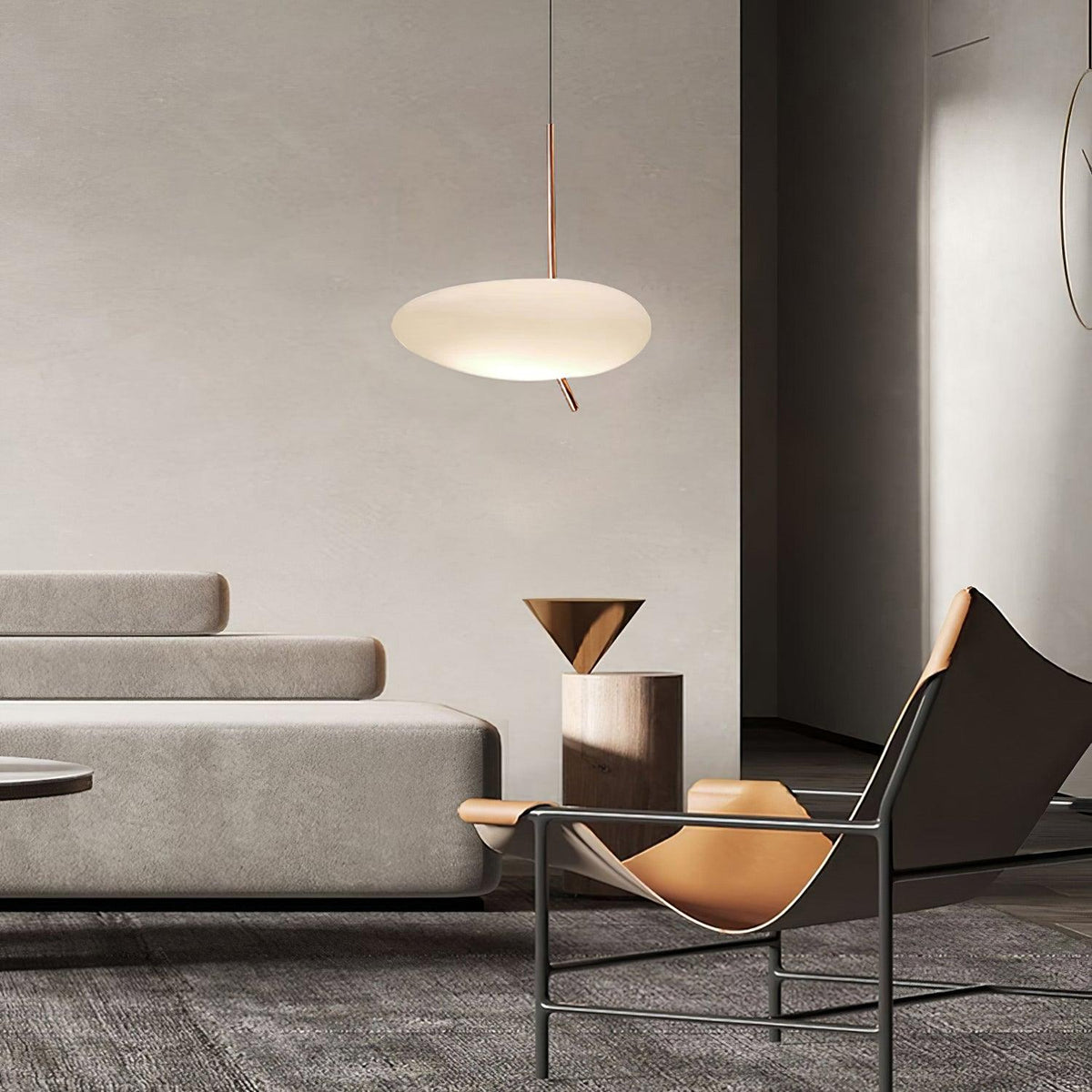 Soft Glow Pendant Light With Rose Gold Pebble