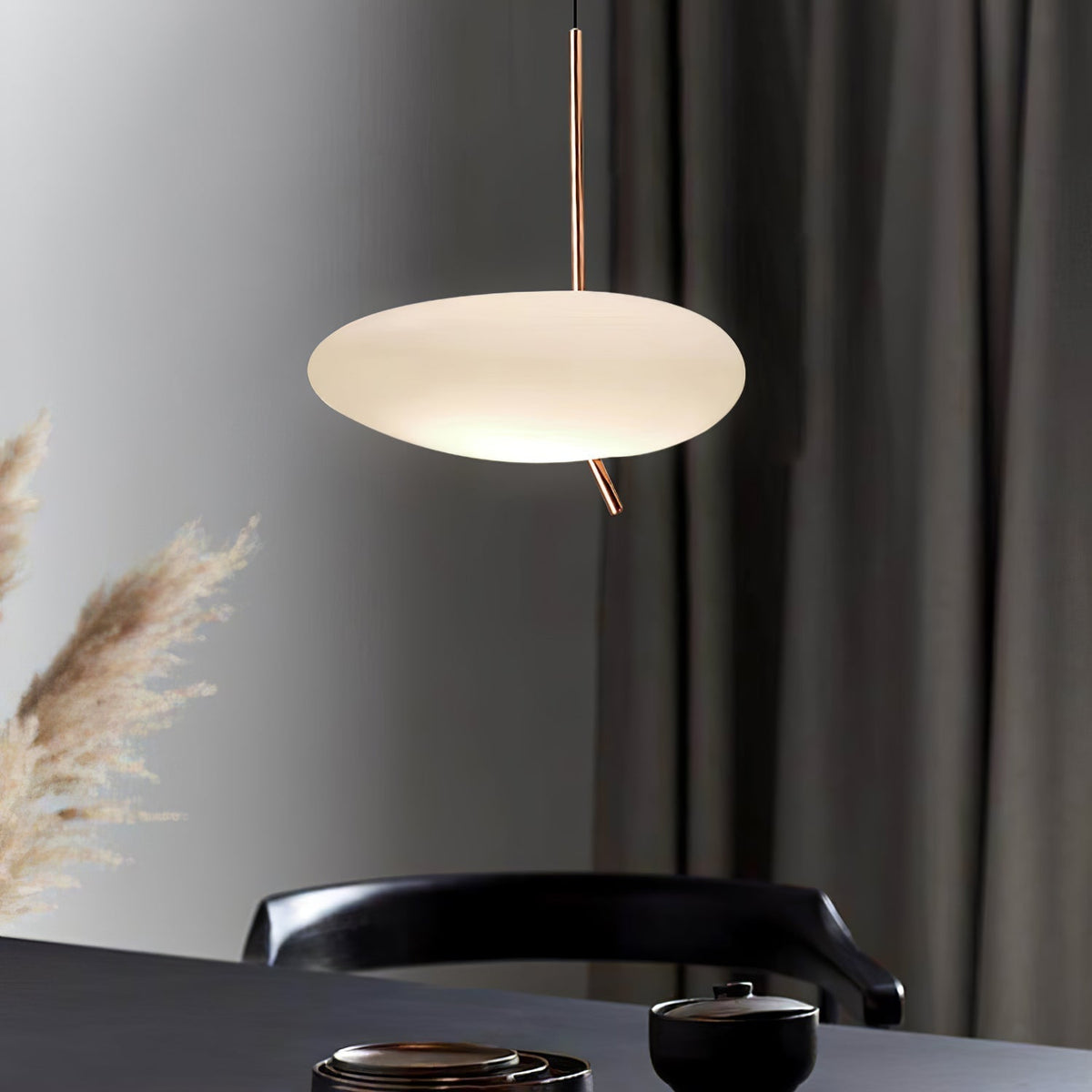 Soft Glow Pendant Light With Rose Gold Pebble