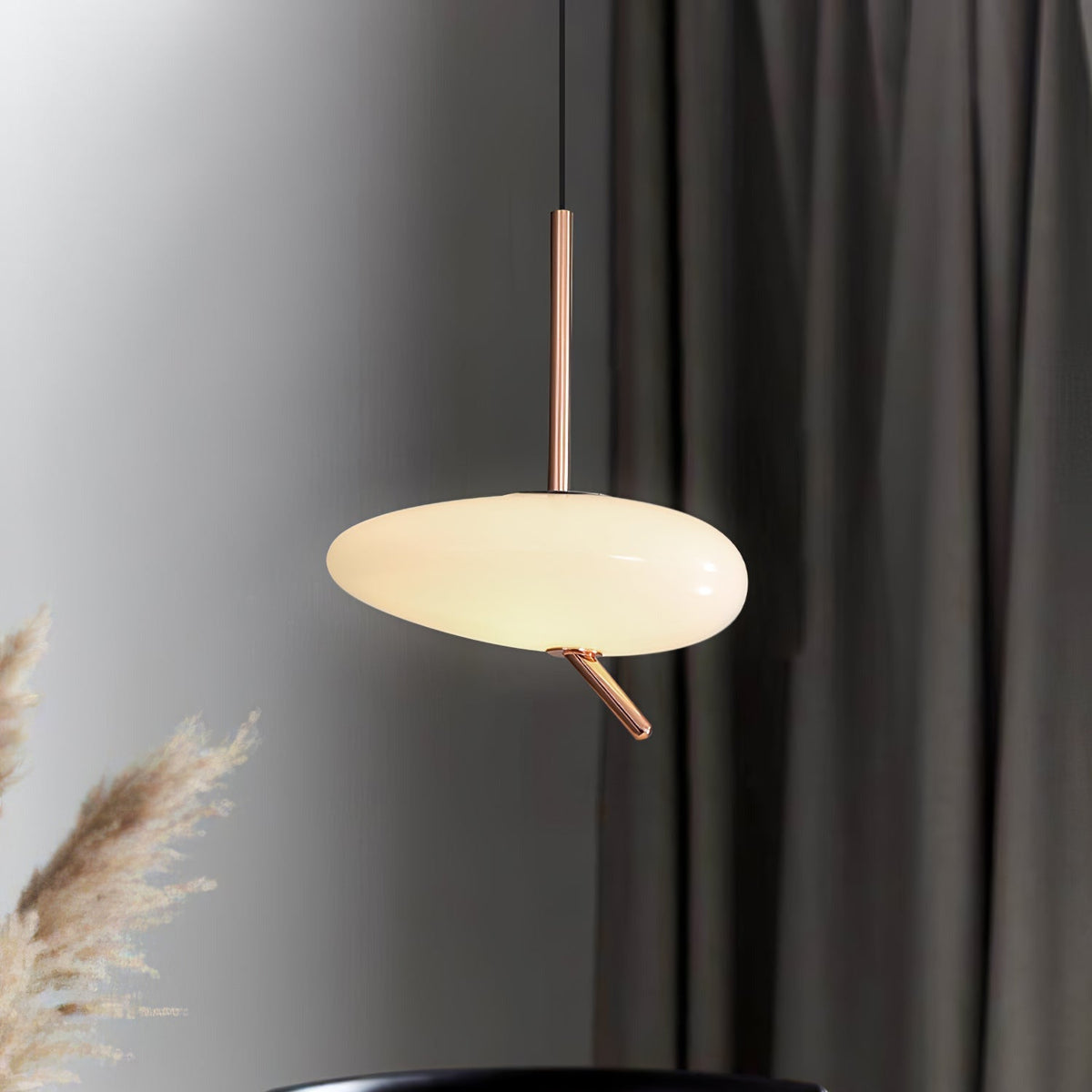 Soft Glow Pendant Light With Rose Gold Pebble
